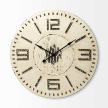 3&quot; Circle Antiqued White Wood Analog Wall Clock - £632.65 GBP