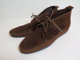 Minnetonka Moccasins Chukka Boots 9.5 Brown Leather Suede Ankle Lace Western VTG - £26.50 GBP