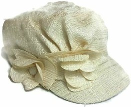 Womens Modcap Metallic Floral Hat Ivory Shimmer COLLECTION XIIX $24 - NWT - £7.07 GBP