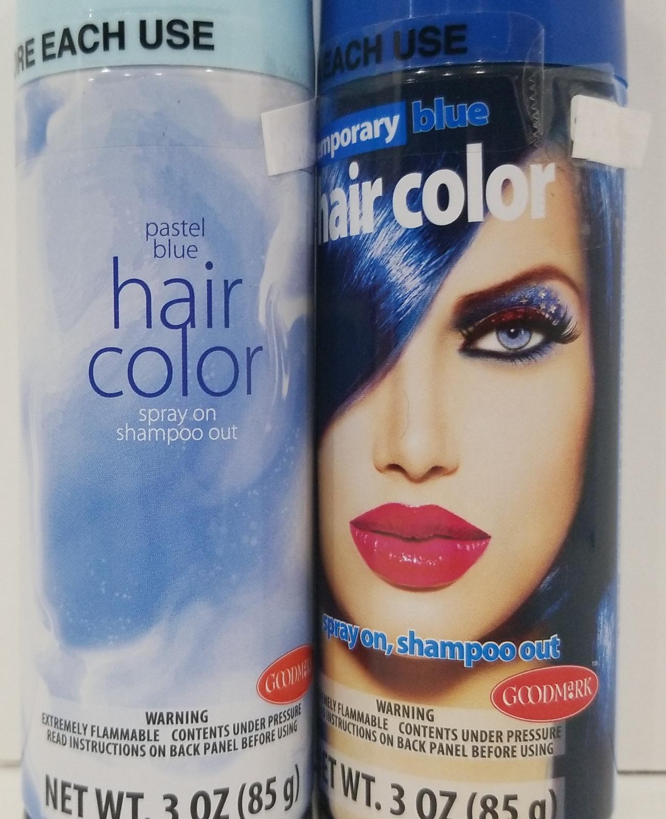 Lot Of 2 Goodmark Halloween Temporary Hair Color Spray, Pastel &Temporary Blue Item image 2