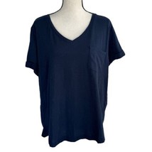 Style &amp; Co 2X-Large T-Shirt Top Dolman Sleeves V-Neck Hi-Low Pocket Navy Blue - £15.63 GBP