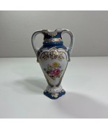Royal Dux Vase with Handles Blue Gold White Porcelain Retro Vintage Home Decor