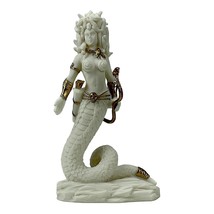 Medusa Ancient Greek Snake-headed Monster Gorgon Statue Sculpture White Gold - £40.88 GBP
