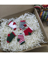 Handmade crochet mini Christmas stocking shape keychains / ornaments - $9.59 CAD