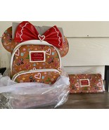 NEW Disney Minnie Mickey Gingerbread Loungefly Backpack Wallet &amp; Ears  H... - $199.99