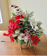 Christmas Holiday Artificial Santa&#39;s Sleigh Poinsettia&#39;s Floral Arrangement - £31.11 GBP