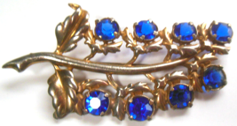 Vintage Large Faceted Prong-set Blue Rhinestone Flower Brooch 3.3/4&quot; x 1... - $24.26