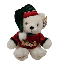 Vintage Dan Dee Santa 2002 White Teddy Bear Stuffed Animal Plush - $24.75