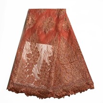 Latest Peach Sequins Swiss Voile Lace Fabric Tulle DIY Sewing Party Dress 5Yards - £79.61 GBP