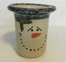 Holiday snowman dip bowl with base for ice stoneware country serving decor - $19.75