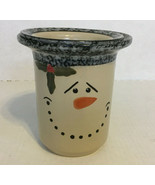 Holiday snowman dip bowl with base for ice stoneware country serving decor - $19.75