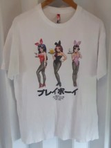 PLAYBOY BUNNY T-SHIRT WHITE GRAPHIC TEE CLUB TOYKO JAPAN GIRLS SEXY COLO... - $19.79