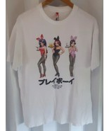 PLAYBOY BUNNY T-SHIRT WHITE GRAPHIC TEE CLUB TOYKO JAPAN GIRLS SEXY COLO... - £15.59 GBP
