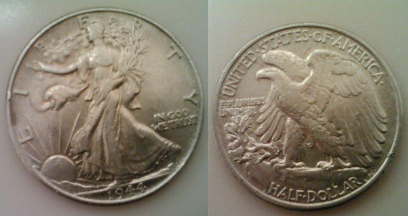 1944 50C Walking Liberty Half Dollar  20130083 - £29.54 GBP