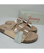 Jeossy Women&#39;s Sandals Sz 7-7.5 M Arizona Gold Slip-on Casual Shoes Milan - $30.87