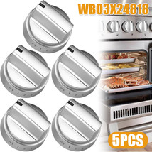 5 Pcs Stainless Steel Control Knobs For Ge Gas Range Stove Wb03X24818 Ap5989029 - £31.35 GBP