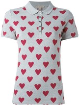 BURBERRY BRIT Heart Print Stretch Cotton Piqué Polo Shirt in Parade Red ... - £101.56 GBP