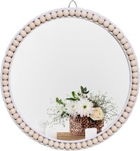 Takor 17 Inch Boho Wall Mounted Mirror, Circle Decorative Hanging, And Nursery - £43.90 GBP