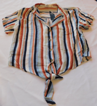 Hollister Women&#39;s Junior&#39;s short sleeve Button up shirt top Size S small Stripe - £31.64 GBP