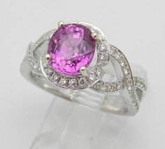 2.30Ct Oval Cut CZ Pink Sapphire Women&#39;s Wedding Ring 14K White Gold Plated - £106.80 GBP