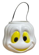 Vintage Halloween Candy Pail Bucket Ghost Blow Mold Happy Silly MADE IN USA - £11.21 GBP