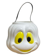 Vintage Halloween Candy Pail Bucket Ghost Blow Mold Happy Silly MADE IN USA - £11.18 GBP