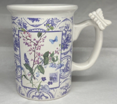 Houston Harvest Butterfly Handle Coffee Tea Cup Mug Floral Hallmark 16oz - £5.99 GBP