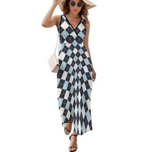 Mondxflaur Colorful Check Summer Dresses for Women V-neck Sleeveless Long Dress - £28.76 GBP+