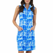 NWT Ladies IBKUL RUE Royal Blue Sleeveless Mock Golf Dress - size Large - $84.99
