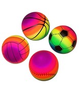 4 ASSORTED RAINBOW SPORTS BALLS basketball soccer baseball volleyball KI... - £9.68 GBP