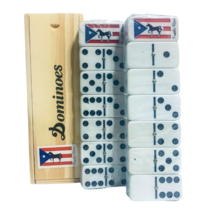 Puerto Rico Full Size Double Six Dominoes: Flag with Paso Fino Horse, Wooden Box - £19.17 GBP
