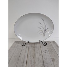 Vintage Kaysons Silver Rhythm Oval Serving Platter White Wheat 12 1/4&quot; - $19.97