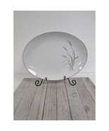 Vintage Kaysons Silver Rhythm Oval Serving Platter White Wheat 12 1/4&quot; - £15.91 GBP