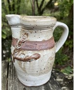 Vega Studio Art Pottery Pitcher 7 1/2&quot; Jug Wheat Accent Taupe Beige Spec... - $65.85 CAD