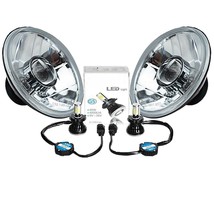 7&quot; LED Crystal Clear Projector Headlight 4000Lm 6k H4 Light Bulb Headlamp Pair - £79.89 GBP