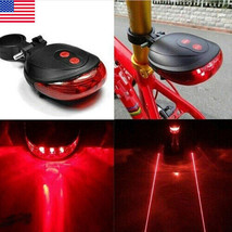 5 LED 2 Laser Bike Lights 7 Flash Mode Cycling Safety Bicycle Red - $6.50