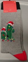 Mossimo Men&#39;s crew socks Christmas Cactus lights Grey Holiday Novelty 6-12 - £7.09 GBP