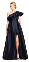 Adrianna Papell Black One Shoulder Mikado Gown with Ruffle Accent   6 - £162.06 GBP