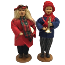 Vintage Christmas Carolers Lot of 2 Santas Workbench Posable Arms on Wood Bases - £50.35 GBP