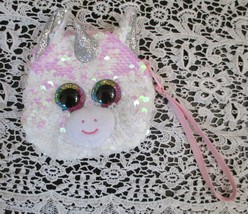 Ty Diamond Unicorn Purse Boos Style Rainbow Glitter Eyes Changeable Surface - £4.68 GBP