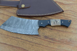 vintage real handmade damascus kitchen/hunting cleaver  - $1,618.10 MXN