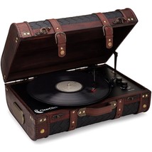 Vintage Suitcase Turntable With Bluetooth &amp; Usb - Classic Wooden Retro S... - £152.78 GBP