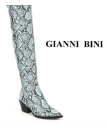 Gianni Bini Snake Print Gray/Black Over the Knee Boots Low Heel Size 5.5... - £49.86 GBP