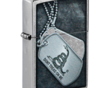 Zippo Lighter - Don&#39;t Tread On Me Dog Tags Street Chrome - 48119 - £19.72 GBP