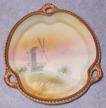Early Japan Nippon Hand Painted Three Handle Porcelain Low Bowl Windmill - £39.46 GBP
