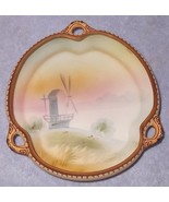 Early Japan Nippon Hand Painted Three Handle Porcelain Low Bowl Windmill - $68.31 CAD