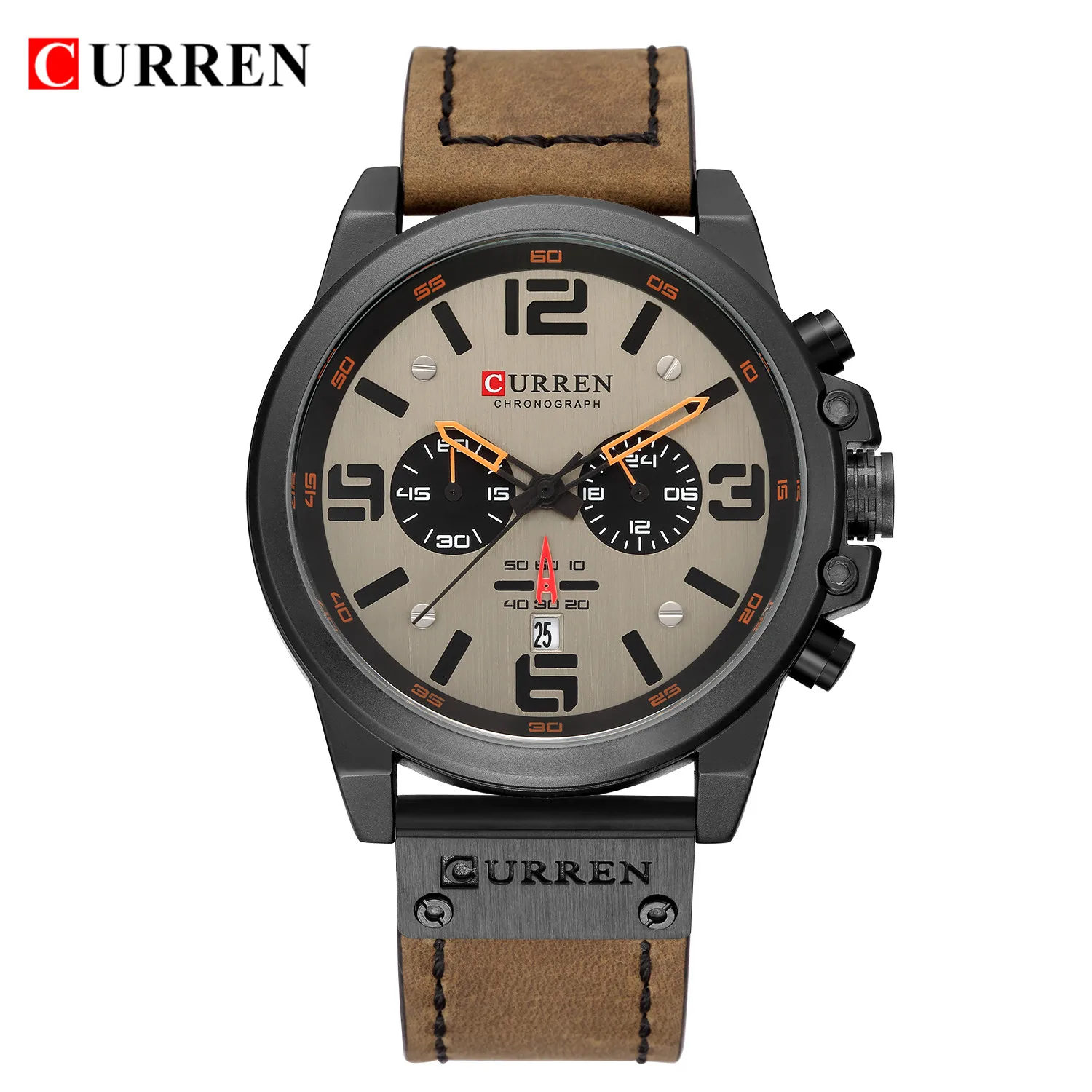 est Men  CURREN   Mens  Leather  Date Male Clock  Masculino - $64.20