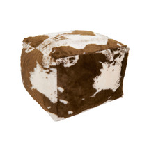 SARO Brown Faux Fur Cow Hide Pouf 20 x 20 x 14 in. - $235.74