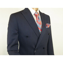 Men Suit BERLUSCONI Turkey 100% Italian Wool 180's Double Breasted #Ber32 Navy image 5