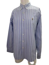 Polo Ralph Lauren Men Oxford Shirt Blue Striped Long Sleeve Button Up Large L - £15.57 GBP